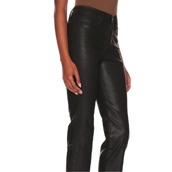 GOOD AMERICAN Good Classic Coated Denim Jeans Size 28 in Black - Picture 2 of 16